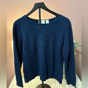 Sapphire blue marled Liz Claiborne crew neck sweater